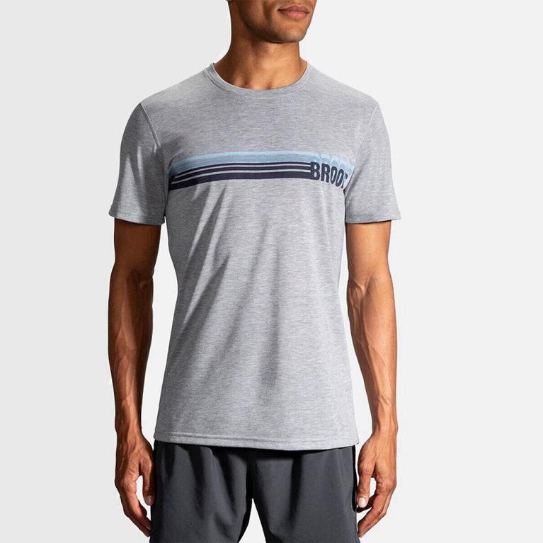 Brooks Distance Graphic Mens Short Sleeve Running Shirt - Grey - Philippines (950841JBQ)